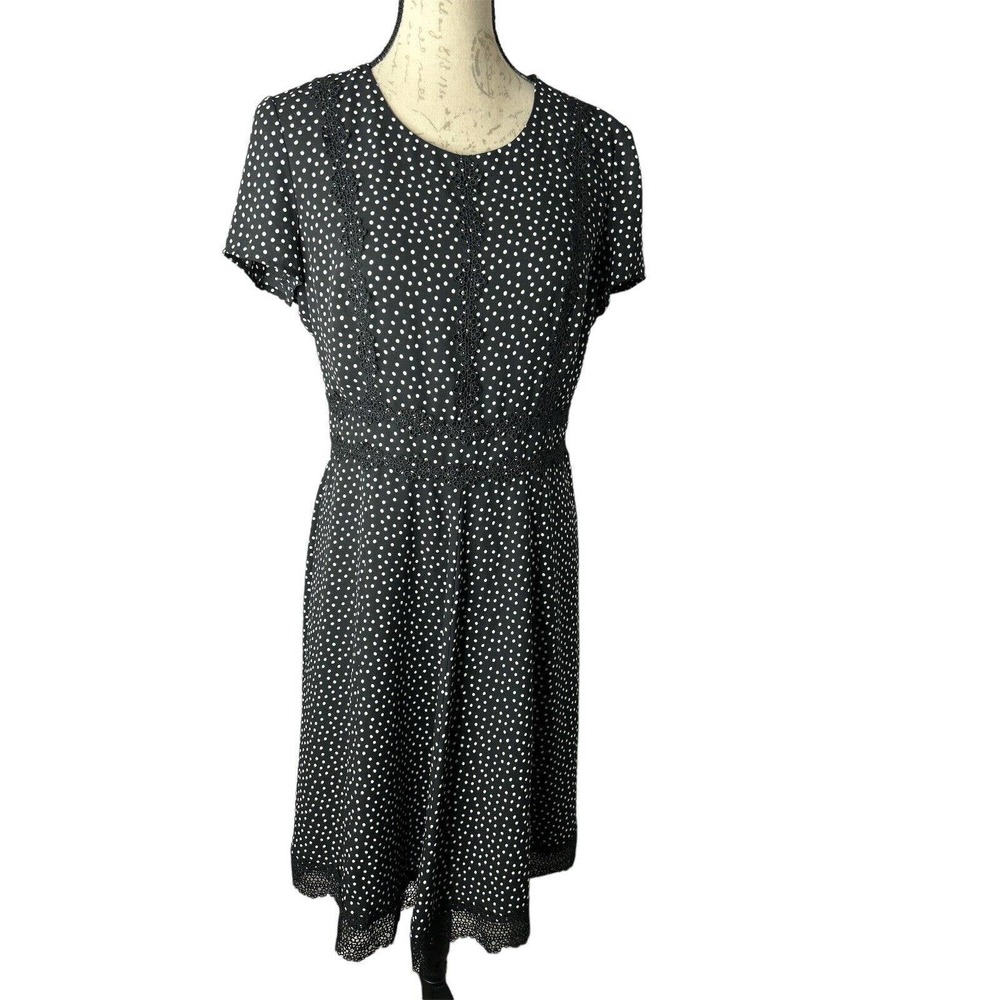 Karl‎ Lagerfeld Paris Polka Dot Black & White Lace Dress Size 10
